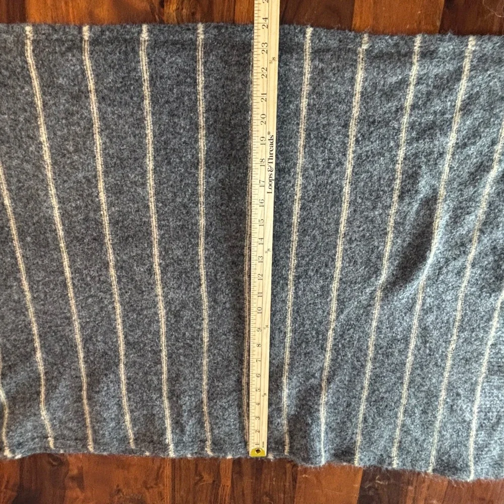 Pistil Grey Striped Knit Scarf Wool Blend Rectangular‎ Wrap One Size